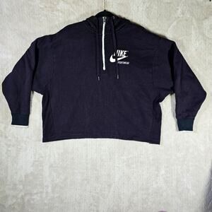 Nike Cropped 1/2 Zip Fleece Hoodie Womens XL Purple Batwing Oversized Sweatshirt